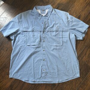 NWOT LL Bean Tropicwear Fishing Outdoor Vented Blue Short Sleeved Button 3XL Men